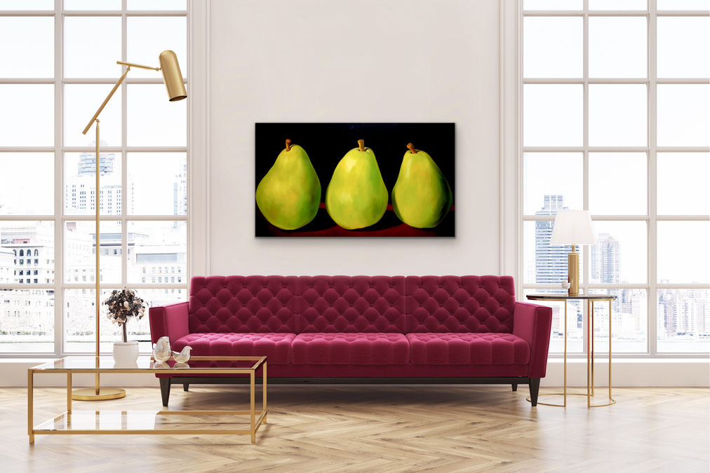 Showcasing Trio of Green Pears     36x54    In Situ