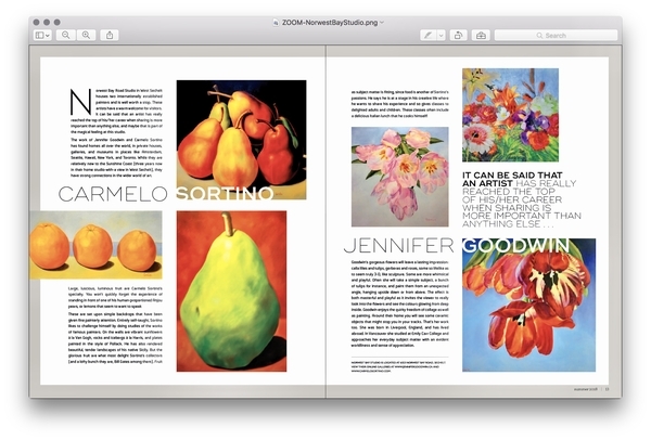Write up in Zoom Magazine for Carmelo Sortino and his wife and fellow artist, Jennifer Goodwin.